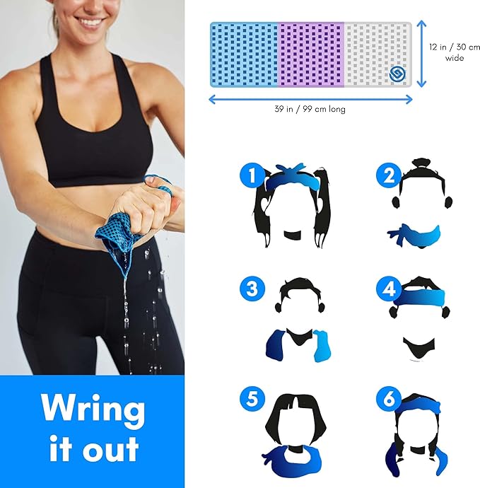 Grounded Sport ® Lightweight Microfiber Cooling Towel 3-Pack | 12" x 39" | for Exercise Spin Workout Camping Work Travel Hot Weather Women Men Neck Face | San Diego CA | Stay Grounded
