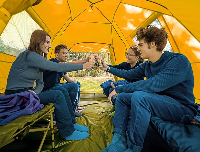 KAZOO 2/4 Person Camping Tent Outdoor Waterproof Family Large Tents 2/4 People Easy Setup Tent with Porch Double Layer