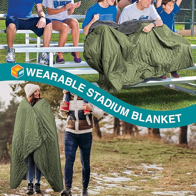 SUN CUBE Large Waterproof Camping Blanket, Fleece Quilted Stadium Blanket for Cold Weather, Windproof Foldable Outdoor Blanket Mat for Picnic, Beach, Pets, Car, 60x80in
