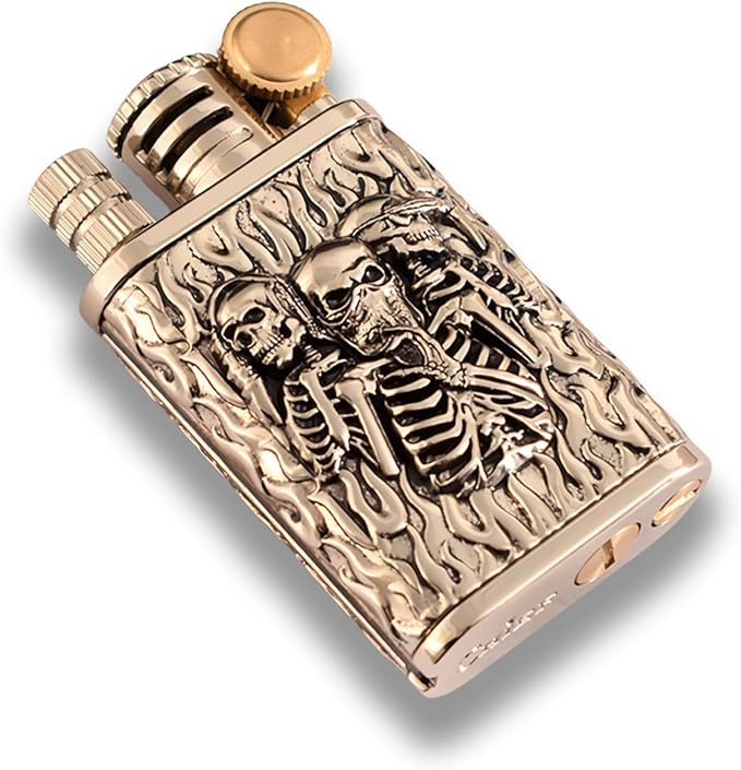 Cool Embossed Design Kerosene Wheel Lighter Refillable Eco-Friendly, Vintage Dazzling & Ultra-Cool, Unique for Men Candles Gift Camping BBQ (No Kerosene) (9#)