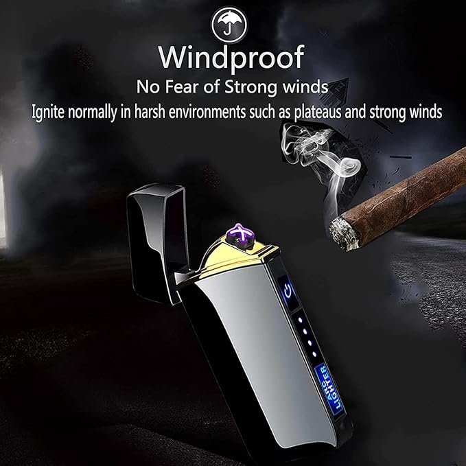 Arc Lighter, Smart Electric USB Rechargeable Lighter Windproof Flameless Lightweight Plasma for Fire,BBQs,Fireworks,Candle,Camping-Outdoors Indoors (T3-Black Printed Dragon)