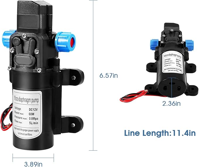 Water Pressure Pump 12v, Rv, Water Diaphragm Pump, 116psi Self-priming Oil Transfer Pump Electric Extractor for Caravan Camping Boat