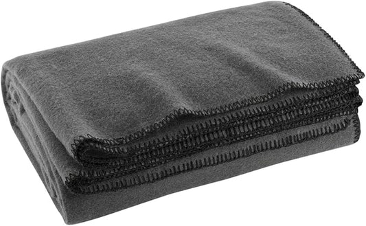 M MCGUIRE GEAR Wool Military Camping, Survival, and First Aid Blanket, 64" x 90" (Grey)
