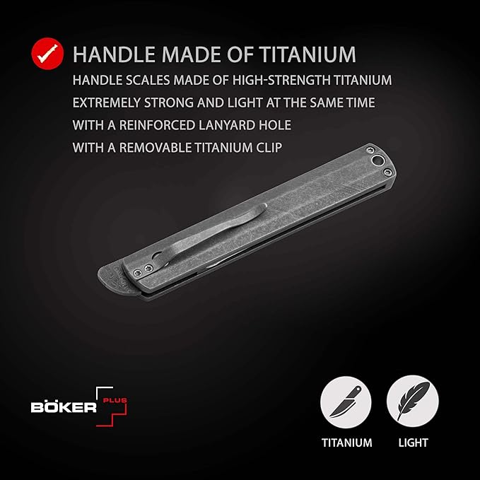 Boker Plus Wasabi Damascus - Slipjoint pocket knife with titanium handle scales - classic folding knife with damascus blade - slipjoint knife with knife case