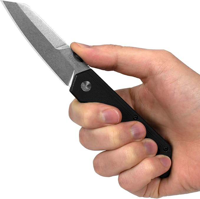 Kershaw Mixtape Pocketknife; 3.1 Inch 8Cr13MoV Stonewashed Stainless Steel Reverse Tanto Blade, Glass Filled Nylon Handle, Manual Opening, Liner Lock and Thumb Disk (2050), Black, Normal