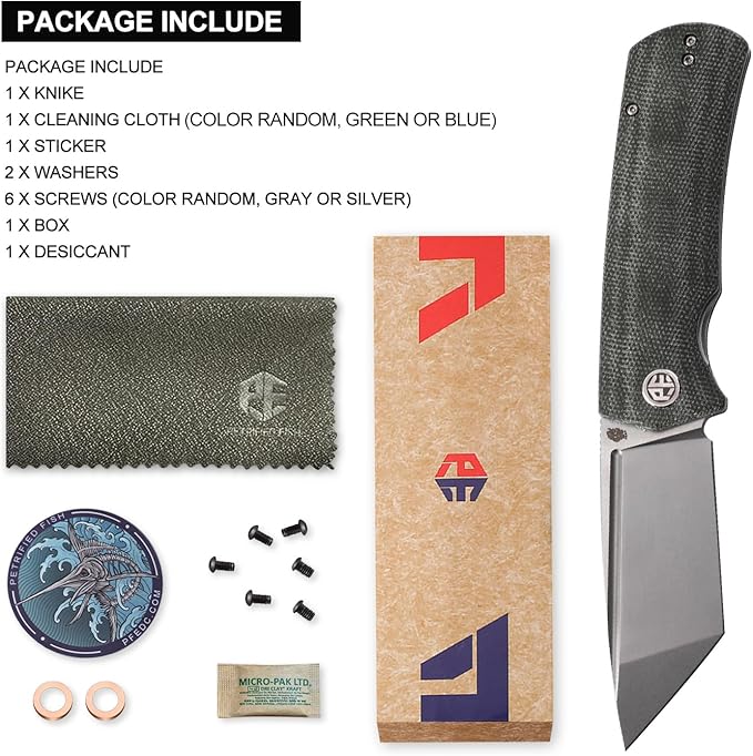 Petrified fish PFP01T Beluga,3.58" K110 Stonewashed Blade,154g Micarta Handle Front Flipper Liner lock Folding knife (Green Micarta, Stonewashed)