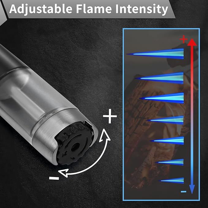 Ambrogio.L 1300 ℃ Jet Torch Lighter Pen Style Adjustable Flame Refillable Gas Cigar Cigarette Lighter Fire Starter with Visible Gas Window,Black