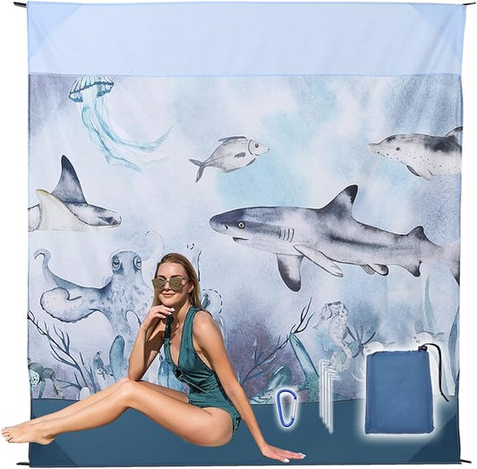 Beach Blanket Waterproof Sandproof, Picnic Blanket, Large Beach Mat 4-7 Adults, Lightweight Durable Beach Mat Sand Free Quick Drying for Beach Travel Camping Hiking Picnic 79"x79"