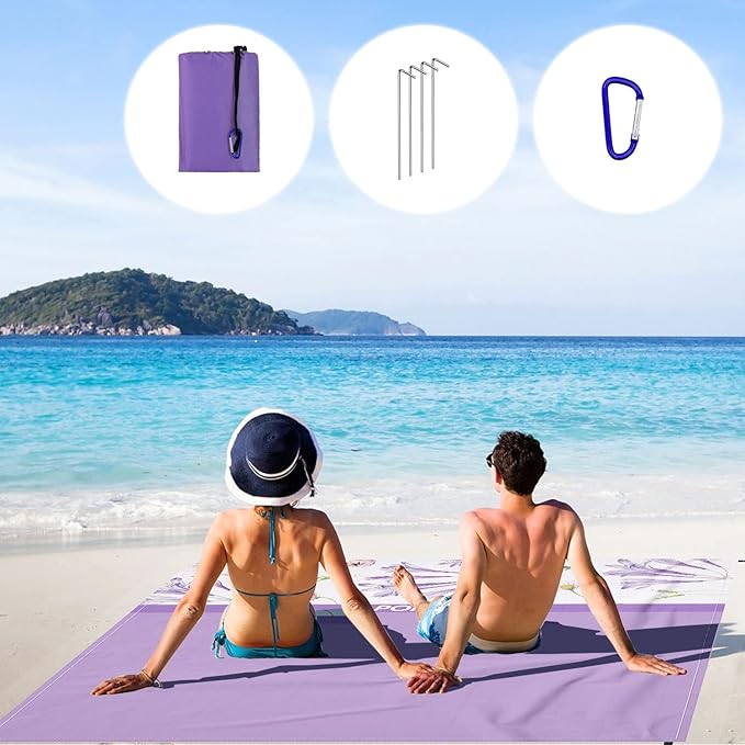 Beach Blanket Waterproof Sandproof, Picnic Blanket, Large Beach Mat 4-7 Adults, Lightweight Durable Sand Free Mat Quick Drying for Beach Travel Camping Hiking Picnic 79"x79"