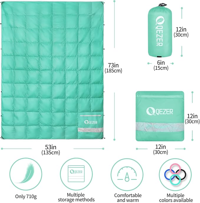 Down Camping Blanket,600+Fill Power,Foldable Into a Pillow,Light,It is The Best Choice for Outdoor Activities, Picnics, Beaches, and Travel.
