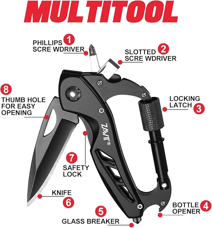 Multitool with Pocket Knife, Stocking Stuffers for Men Gifts, Christmas Birthday Gifts for Brother Uncle Guy, Gifts Idea for Men, Groomsmen Gifts, Self Defense Keychain, Camping Essentials