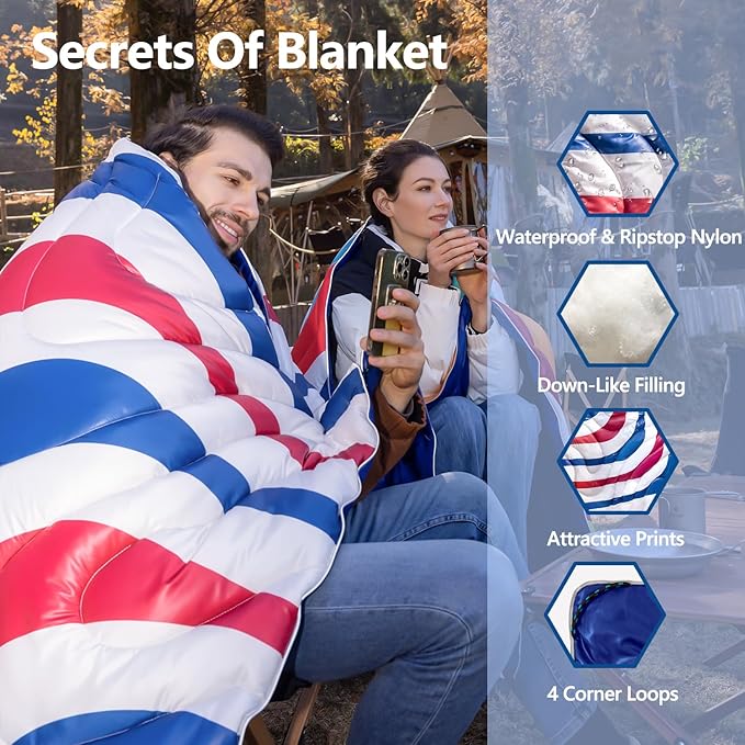 HANYUN Camping Blanket - Outdoor Travel Blanket, Waterproof Quilt for Camping, Stadium, Hiking, Beach Trips, Concerts& Festival - 52"x75" Rhombus Quilting Blanket