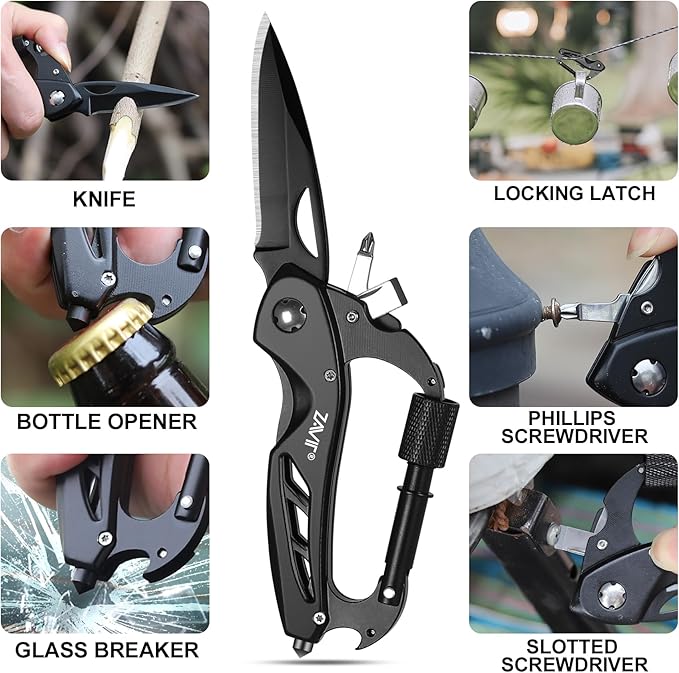 Multitool with Pocket Knife, Stocking Stuffers for Men Gifts, Christmas Birthday Gifts for Brother Uncle Guy, Gifts Idea for Men, Groomsmen Gifts, Self Defense Keychain, Camping Essentials