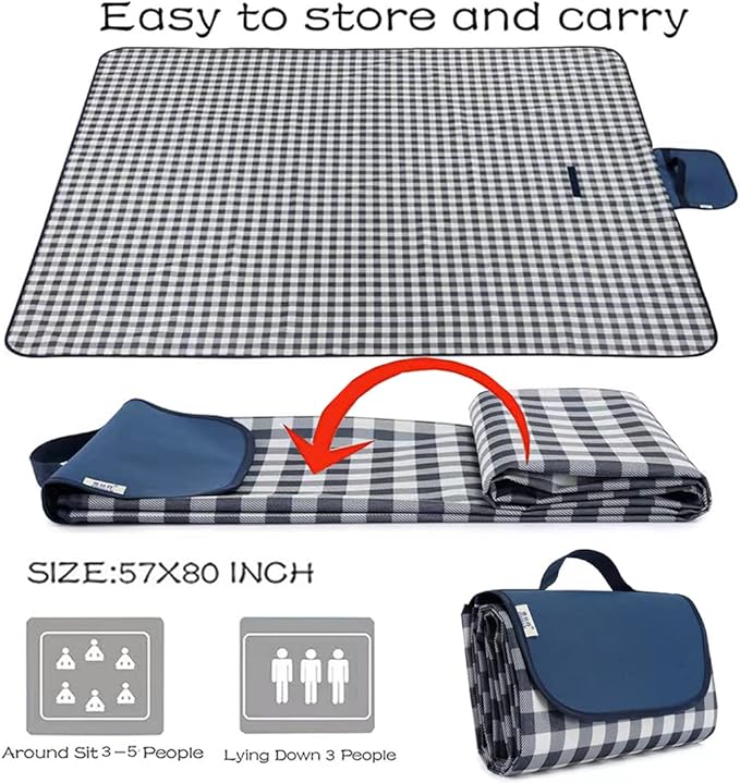 K Y KANGYUN Picnic Blanket|Beach Mat|Picnic Blanket for Indoor and Outdoor, 80" x 57" Sandproof Waterproof Larger Mat for Beach, Travel, Camping, Hiking, Park Grass,Machine Washable, Foldable.