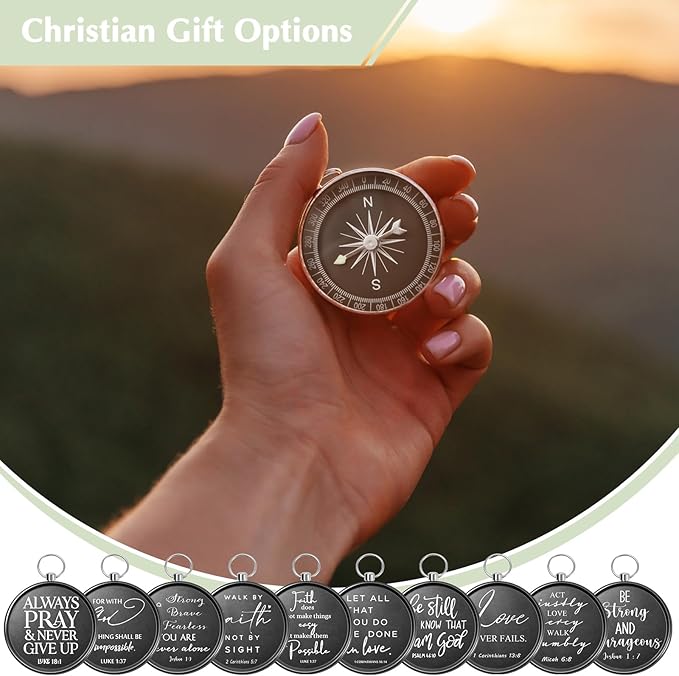 Fumete Christian Gift Compasses Hiking Scripture Religious Bible Vintage Church Sunday School Gift for Student Teacher