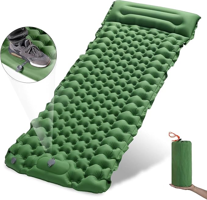 LISANNE Camping Sleeping Mat Inflatable Camping Mattress with Built in Foot Pump,Ultralight Compact Sleeping Pad for Camping,Backpacking,Hiking,Traveling,Tent,Rv,Waterproof and Portable