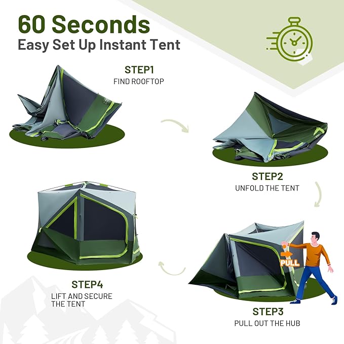 TIMBER RIDGE 4/6/8 Person Instant Pop Up Cabin Tent, Easy 60 Second Setup, Weather Resistant Camping Family Hub Tent with Rain Fly and Carry Bag for Camping Hiking Outdoor Travel