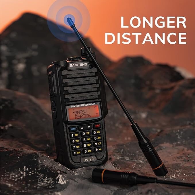 Baofeng UV-9G GMRS Radio (2 Pack), IP67 Waterproof Outdoors Two Way Radios, Long Range Rechargeable with Programming Cable and RA-MD2 Antennas, GMRS Repeater Capable, Support Chirp