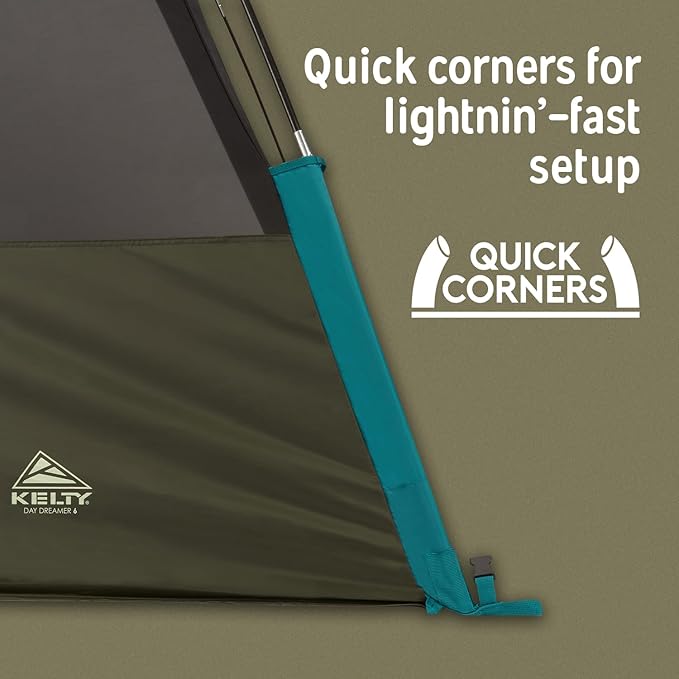 Kelty Daydreamer 4P + 6P Camping Tent, Blackout Fabric, Interior Light Diffusing Gear Loft, Standing Height, PFAS Free