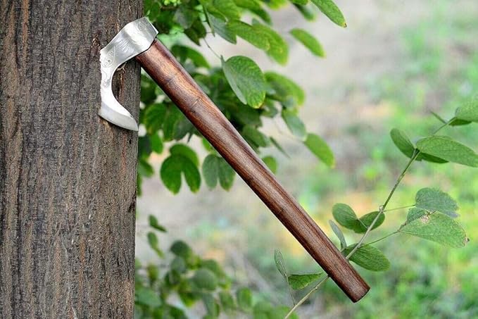 Handmade Viking Axe Real Carbon Steel Axe with Leather Sheath Camping Bearded Axes & Hatchets Hunting Axe Valentine's Day Gift, Camping & Hiking | Knives & Tools | Birthday Gift for him (VK-Ax-12)