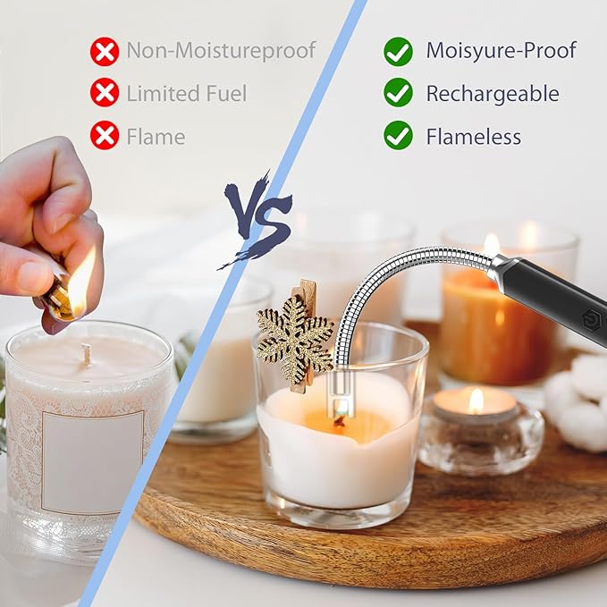 Electronic Candle Lighter Arc Windproof Flameless USB Rechargeable Electric Lighter (3 Pack - Black&Rose Gold&Blue/Green Gradient)