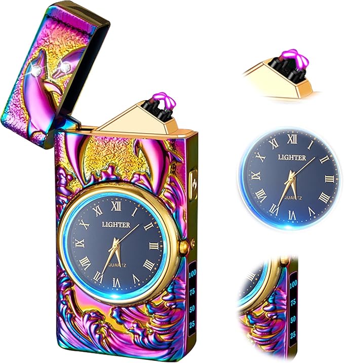 Electric Lighter Arc Windproof Flameless USB Lighter Rechargeable Electric Lighters with Safety Lock for Candle BBQ Camping Gifts for Him (Color)
