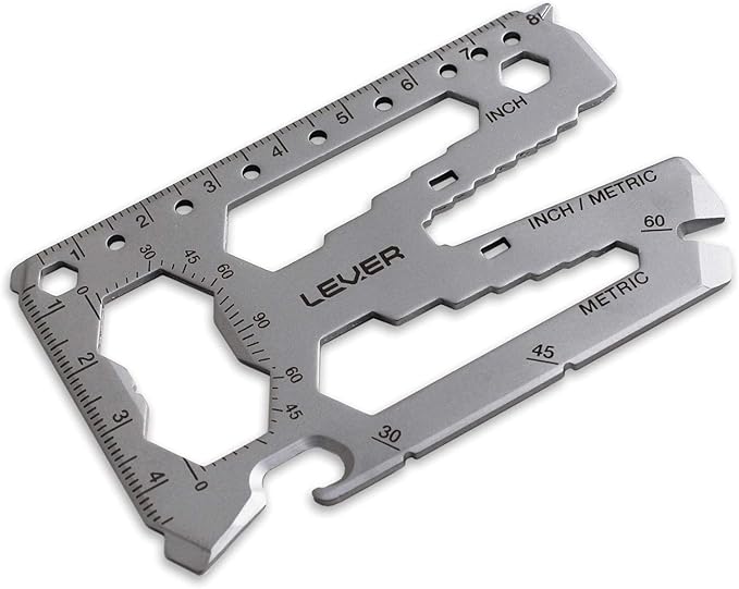 Lever Gear Toolcard Pro - 40 in 1 Credit Card Multitool. Slim, Minimalist Survival Card Wallet Tool Card. TSA Approved Multitool Card Pocket Tool. (Silver)