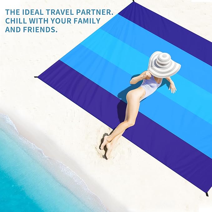 BYDOLL Beach Blanket Sandproof Waterproof 78''×110''1-7 Adults Compact Lightweight Oversized Beach Blanket Large Picnic Mat Beach Blanket for Travel Camping Hiking Picnic