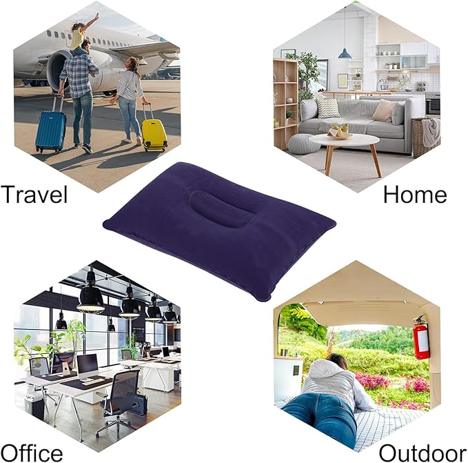 PATIKIL Inflatable Pillow, 2 Pack Ultralight Camping Travel Pillow Desk Rest Neck Support for Hiking Backpacking Office, Gray Dark Purple