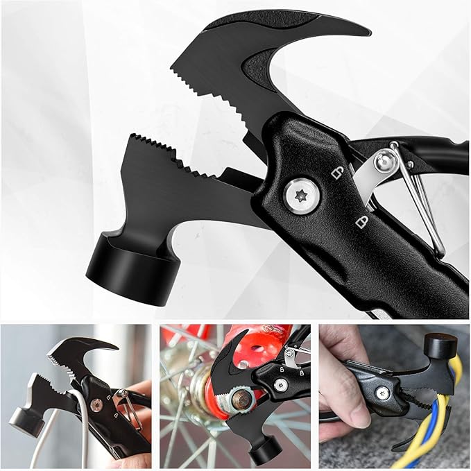BIIB Stocking Stuffers Gifts for Men, 12 in 1 Hammer Multitool Camping Essentials, Mens Gifts for Christmas, Dad Gifts for Him Husband Grandpa Camping Gear, Unique Gifts for Men Who Have Everything