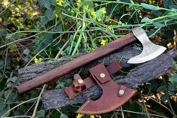 Handmade Viking Axe Real Carbon Steel Axe with Leather Sheath Camping Bearded Axes & Hatchets Hunting Axe Valentine's Day Gift, Camping & Hiking | Knives & Tools | Birthday Gift for him (VK-Ax-12)