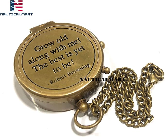 Brass Pocket Compass Grow Old Along with Me Engraving Compass, Valentine Gift, Birthday, Long Distance, Love, Sorry, Keepsakes, Old Memories, Love Momentos
