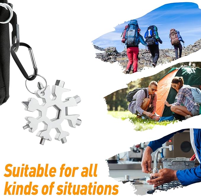 Gifts for Men, Stocking Stuffers for Men, 18-in-1 Snowflake Multitool, Mens Gifts for Christmas, Tools Cool Gadgets for Men, Dad, Him, Husband, Boyfriend, Unique Gifts for Men Who Have Everything