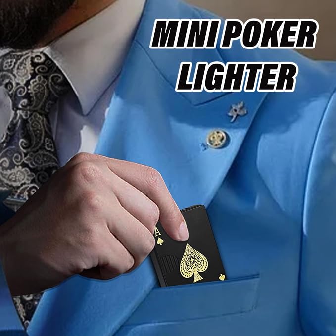 Jet Torch Lighter, Refillable Butane Playing Card Lighter, Exquisite Packaging, Windproof Lighters, Cool Lighter for Men, Candle, Camping, Birthday. (Butane Not Included)