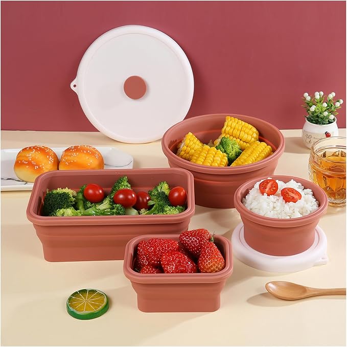 Collapsible Bowls for Camping(41oz,100% Food-grade Silicone Bowl with Lid Free BPA,Folding Mixing Bowls for Travel,RV storage,Leftovers,Swell Salad Bowl Kit