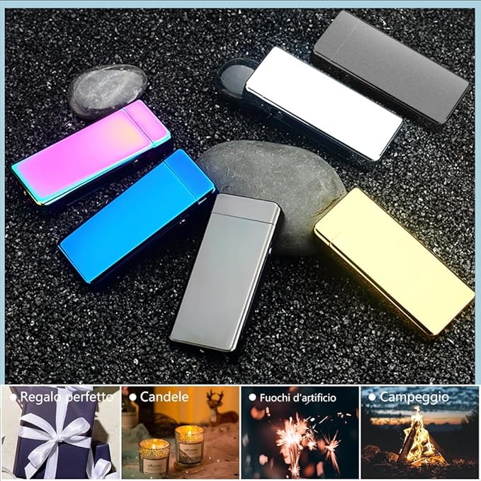 YOZWOO Rechargeable Electric Lighter USB Electronic Lighter High Power Flame Arc Lighter Plasma Lighter Windproof Camping Lighter with Long Battery Life for Home and Outdoor Essential (Ice Silver)