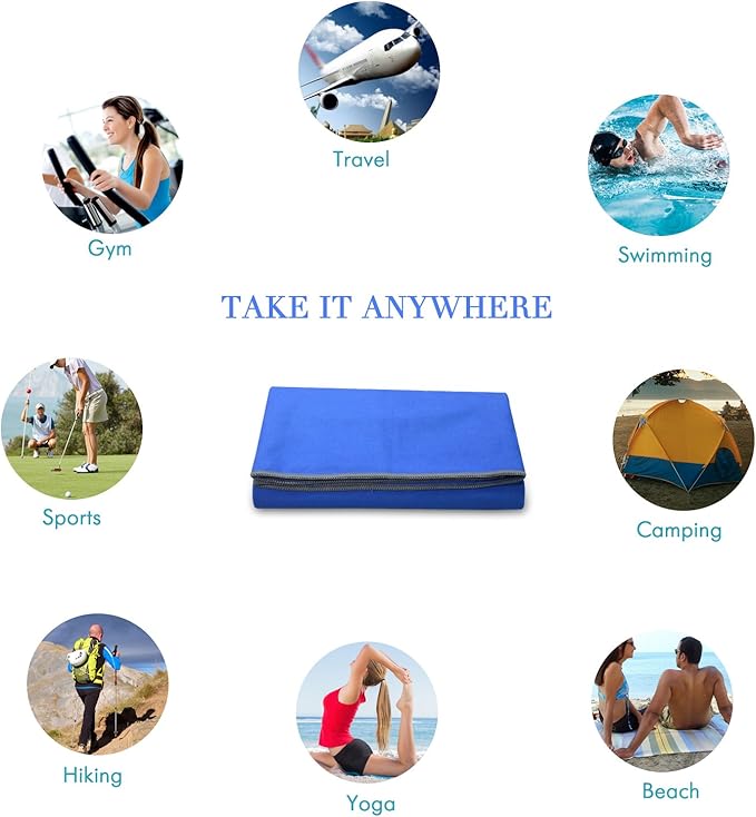 Your Choice Microfiber Travel Towel, Fast Drying Towel for Camping, Travel, Beach, Gym, Backpacking, Sports and Swimming. Sweat Absorbent, Lightweight and Ultra Compact