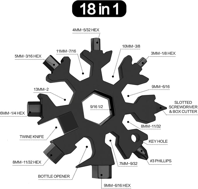 Stocking Stuffers for Men Dad Gifts, Multi Tool 2 Pack 18 in 1 Snowflake Hand Tools Christmas Gifts for Men Adults and Women Outdoors Camping Portable Bottle Opener Flat Screwdriver Kit Wrench