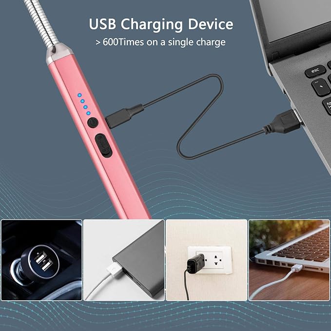 Electric Candle Lighter USB Arc Rechargeable Windproof Flameless Long Lighter, Birthday Gift for Women Men Mom Wife Sister Nana