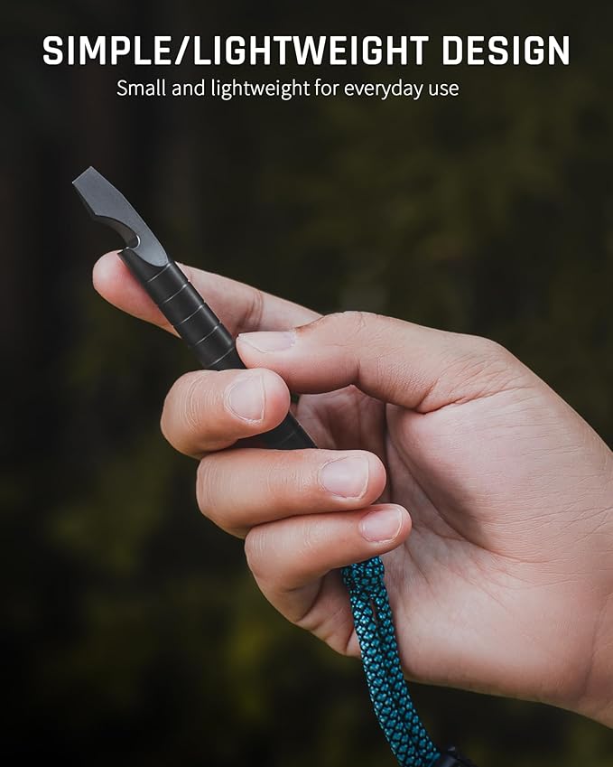 TISUR Titanium EDC Pry Bar, Keychain Prybar Multitool With Bottle Opener, 6 in 1 Portable Pocket Mini Crowbar Tool (Black)