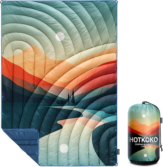 Camping Blanket,Lightweight Down Alternative Puffy Printed Camping Blanket Packable Outdoor Blanket for Camping,Traveling, Stadium, Hiking, Picnics