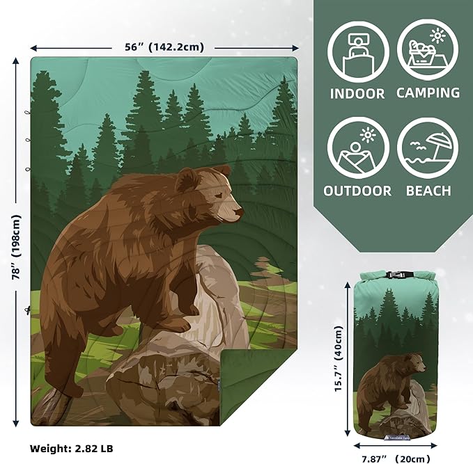 Outdoor Puffy Camping Blanket, Lightweight Windproof Warm Stadium Blanket, Packable Travel Camping Quilt for Cold Weather,Hiking, Backpacking,Sleeping, Hammock, Adventure 78"x 56"