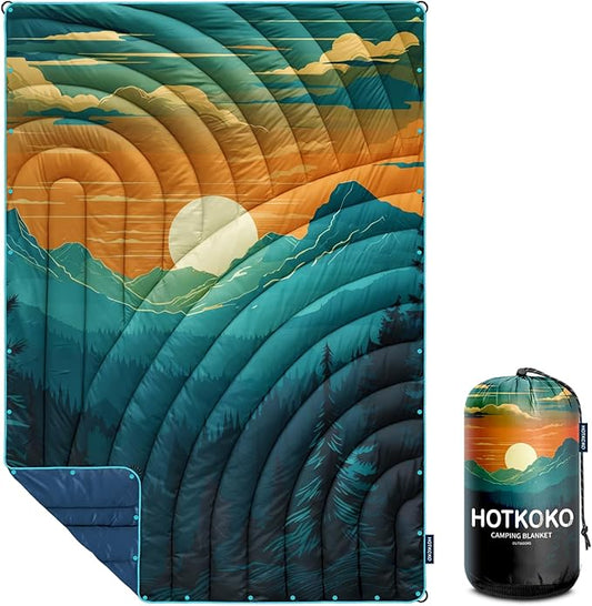 Camping Blanket,Lightweight Down Alternative Puffy Printed Camping Blanket Packable Outdoor Blanket for Camping,Traveling, Stadium, Hiking, Picnics