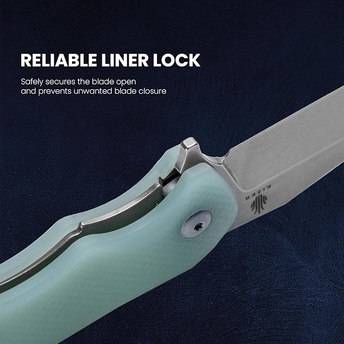Kizer Yacht EDC Pocket Knife, 3 Inches Folding Knife with 9Cr18MoV Steel Blade, Jade Tactical Hunting Knife, Portable Survival Knife with G10 Handle with Clip, L3004A1