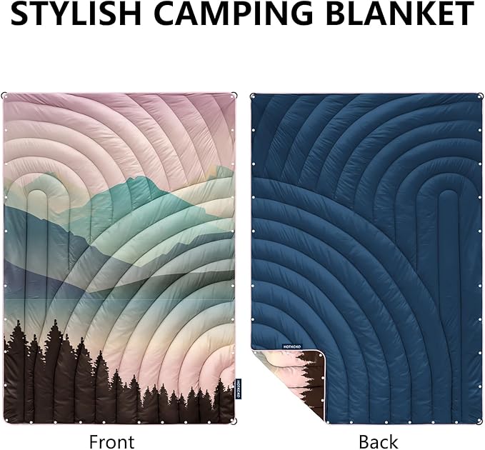 Camping Blanket,Lightweight Down Alternative Puffy Printed Camping Blanket Packable Outdoor Blanket for Camping,Traveling, Stadium, Hiking, Picnics