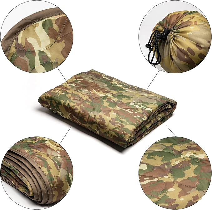 Poncho Liner Military Woobie Outdoor Camping Woobie Blanket for Travel, Beach, Grass, Picnic, Car Emergency, Outdoor, Survival