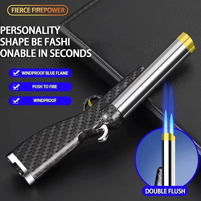 Cool Butane Torch Lighters,Vintage Novelty Lighter, Refillable & Adjustable,Unique Mini Lighter for Men Fireplace Candles Camping BBQ (No Gas) (Red)