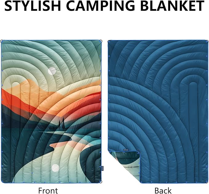 Camping Blanket,Lightweight Down Alternative Puffy Printed Camping Blanket Packable Outdoor Blanket for Camping,Traveling, Stadium, Hiking, Picnics