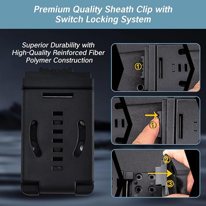 Knife Belt Clip Outdoor Loops Blade Sheath Tool Lock with Mounting Hardware Universal Utility EDC Belt Clip Mag Pouches Sheath Holster Camping DIY Clip Holsters for Carry Tech Lock Sheath