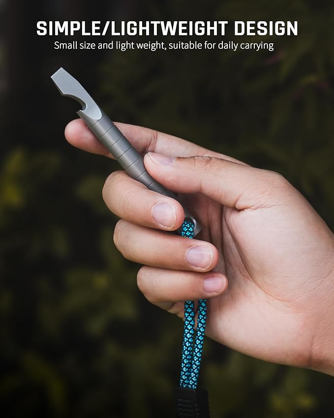 TISUR Titanium EDC Pry Bar, Keychain Prybar Multitool With Bottle Opener, 6 in 1 Portable Pocket Mini Crowbar Tool (Grey)